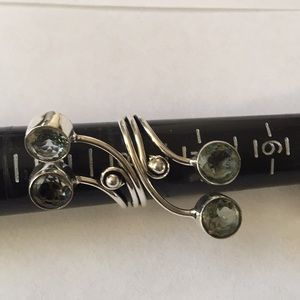 Green amethyst silver ring